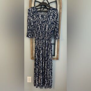 Seven island long mix dress XL  blue and white silver